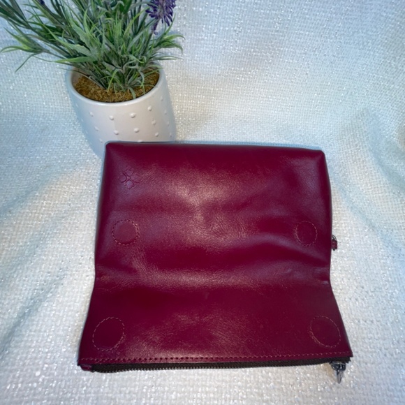 Patricia Nash "Valerie" Burgundy Floral-Embossed TooledLeather Fold-OverWristlet - Picture 9 of 14